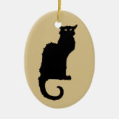  Halloween, Spooky Art Nouveau Black Cat Keramisch Ornament (Voorkant)