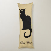  Halloween, Spooky Art Nouveau Black Cat Lichaamskussen (Achterkant (Verticaal))