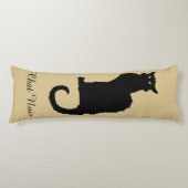  Halloween, Spooky Art Nouveau Black Cat Lichaamskussen (Voorkant)