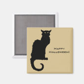  Halloween, Spooky Art Nouveau Black Cat Magneet (Voorkant / Achterkant)