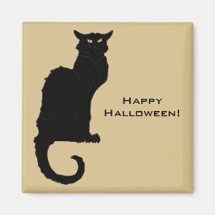  Halloween, Spooky Art Nouveau Black Cat Magneet