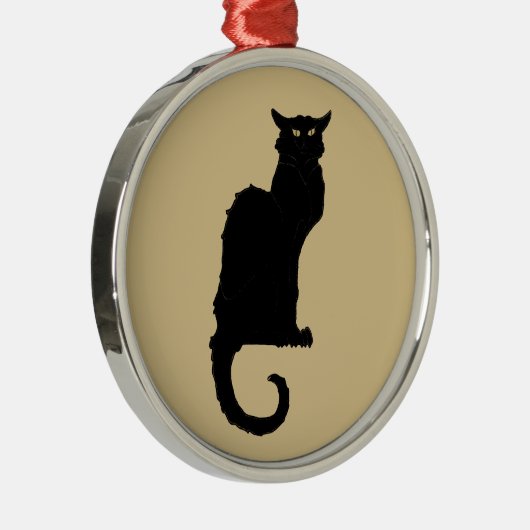  Halloween, Spooky Art Nouveau Black Cat Metalen Ornament (Rechts)