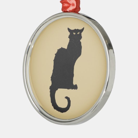  Halloween, Spooky Art Nouveau Black Cat Metalen Ornament (Links)
