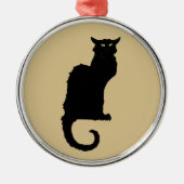  Halloween, Spooky Art Nouveau Black Cat Metalen Ornament (Voorkant)