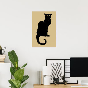  Halloween, Spooky Art Nouveau Black Cat Poster