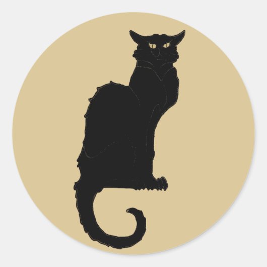  Halloween, Spooky Art Nouveau Black Cat Ronde Sticker (Voorkant)