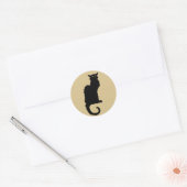  Halloween, Spooky Art Nouveau Black Cat Ronde Sticker (Envelop)