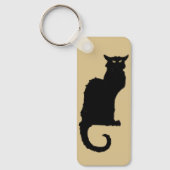  Halloween, Spooky Art Nouveau Black Cat Sleutelhanger (Voorkant)