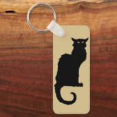  Halloween, Spooky Art Nouveau Black Cat Sleutelhanger (Voorkant)