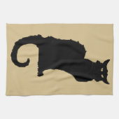Halloween, Spooky Art Nouveau Black Cat Theedoek (Horizontaal)