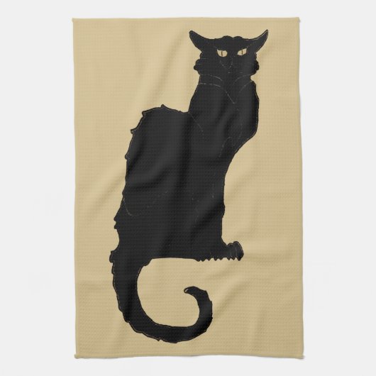 Halloween, Spooky Art Nouveau Black Cat Theedoek (Verticaal)
