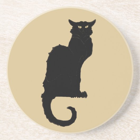  Halloween, Spooky Art Nouveau Black Cat Zandsteen Onderzetter (Voorkant)