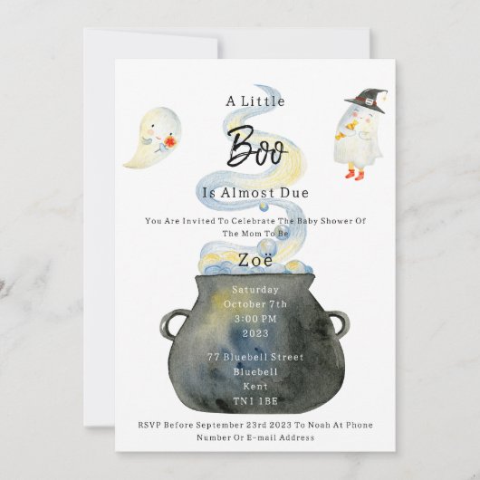 Halloween Spooky Babyshower Invitation Kaart (Voorkant)
