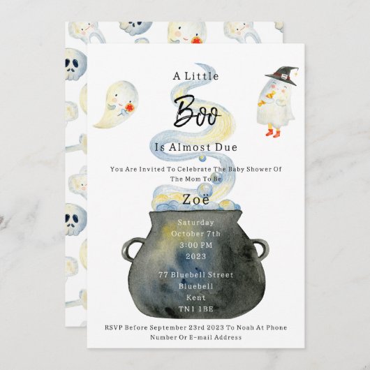 Halloween Spooky Babyshower Invitation Kaart (Voorkant / Achterkant)