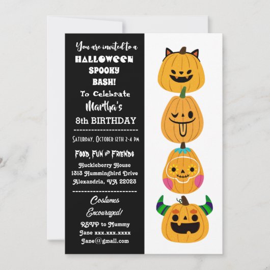 Halloween Spooky Bash Jack O Lantern Birthday Fun Kaart (Voorkant)