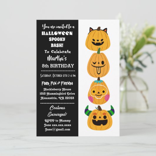 Halloween Spooky Bash Jack O Lantern Birthday Fun Kaart (Staand voorkant)