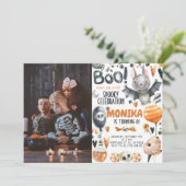 Halloween Spooky Bat Birthday Invitation Kaart (Staand voorkant)