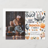 Halloween Spooky Bat Birthday Invitation Kaart (Voorkant / Achterkant)