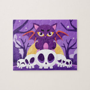 Halloween Spooky Bat Cat Skulls Kinder Puzzle Legpuzzel