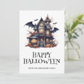 Halloween Spooky Bat Haunted House Pumpkins Kaart (Staand voorkant)