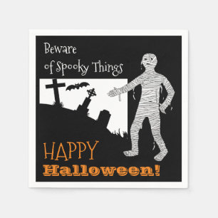 Halloween Spooky Bats Cemetery Mummy Black Sinaasa Servet