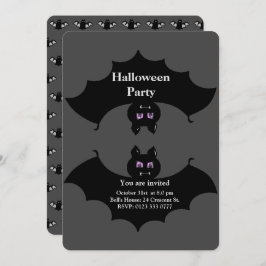 Halloween Spooky Bats on Grey Kaart