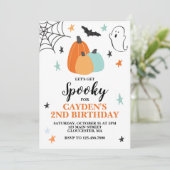 Halloween Spooky Birthday Blue Pumpkins Kaart (Staand voorkant)