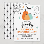 Halloween Spooky Birthday Blue Pumpkins Kaart (Voorkant / Achterkant)