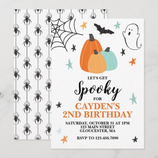 Halloween Spooky Birthday Blue Pumpkins Kaart (Voorkant / Achterkant)