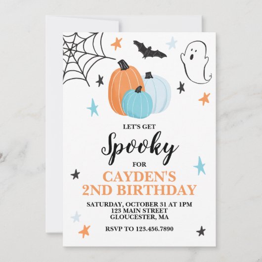 Halloween Spooky Birthday Blue Pumpkins Kaart (Voorkant)