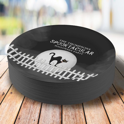 Halloween Spooky Black Cat Spooktacular Party Papieren Bordje