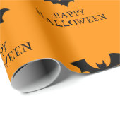 Halloween Spooky Black en oranje vleermuizen Cadeaupapier (Rol Hoek)