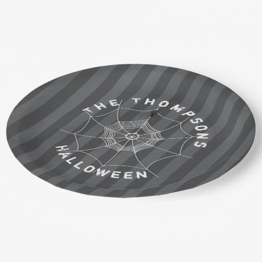 Halloween Spooky Black Spider Web Creepy Papieren Bordje (Gekanteld)