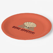 Halloween spooky Bone Appétit! oranje skelet Papieren Bordje (Gekanteld)