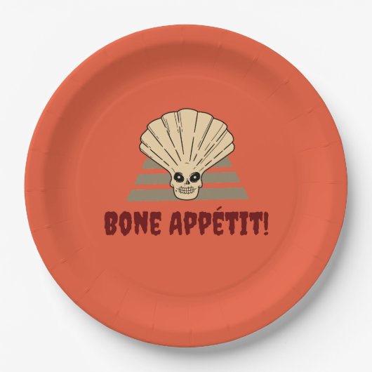 Halloween spooky Bone Appétit! oranje skelet Papieren Bordje (Voorkant)