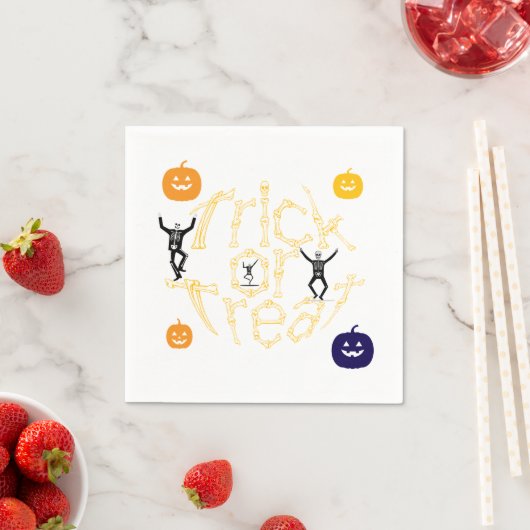 Halloween Spooky Bone Text Trick or treat Servet (Insitu)