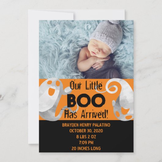 Halloween Spooky Boo Cutie Geboorte Aankondiging (Voorkant)
