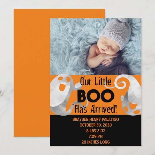 Halloween Spooky Boo Cutie Geboorte Aankondiging (Voorkant / Achterkant)