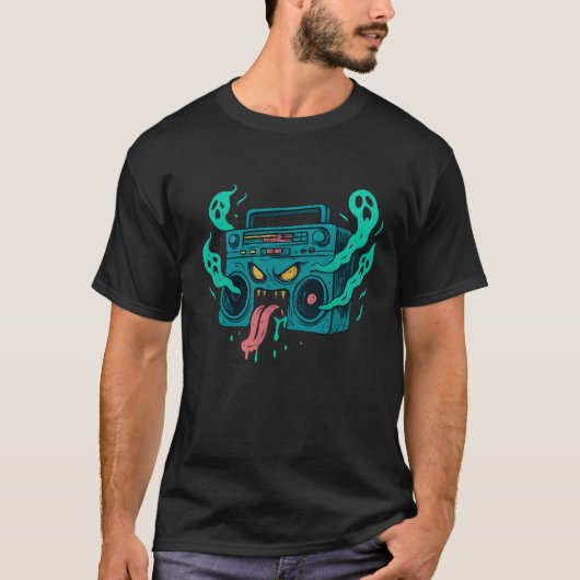 Halloween Spooky Boombox Ghosts T-shirt (Voorkant)