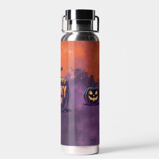 Halloween Spooky Brew Sinaasappel en Paars Waterfles (Achterkant)