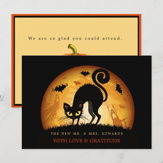 Halloween Spooky Bruiloft Dank u Kaart (Voorkant / Achterkant)