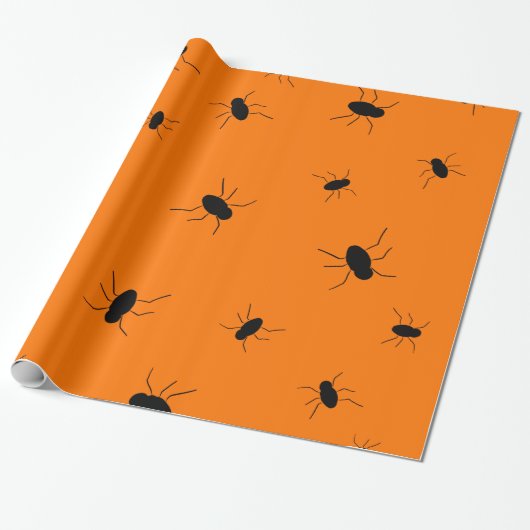 Halloween Spooky Bugs Sinaasappel Cadeaupapier (Uitgerold)