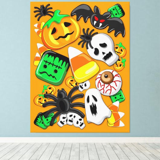 Halloween Spooky Candies Party Canvas Afdruk (Insitu (Houten vloer))