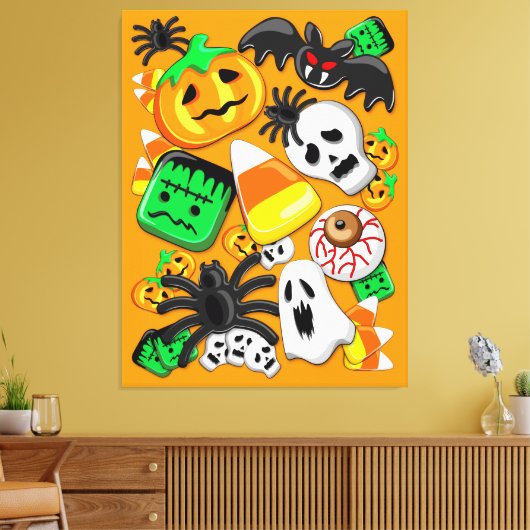Halloween Spooky Candies Party Canvas Afdruk (Insitu (Woonkamer))