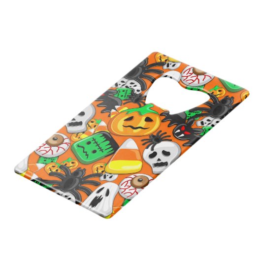 Halloween Spooky Candies Party Creditkaart Flessenopener (Achterkant Gekanteld)
