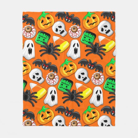 Halloween Spooky Candies Party Fleece Deken (Voorkant)