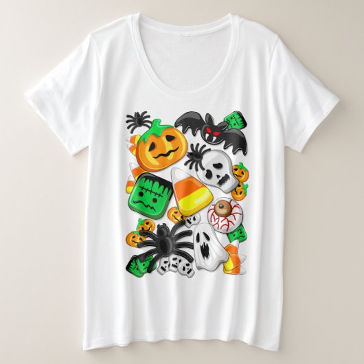 Halloween Spooky Candies Party Grote Maat T-shirt (Design voorkant)