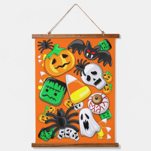 Halloween Spooky Candies Party Hangend Wandkleed (Voorkant)