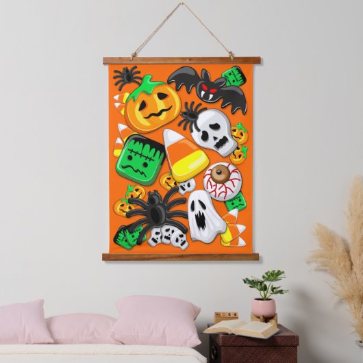 Halloween Spooky Candies Party Hangend Wandkleed (Slaapkamer)