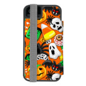 Halloween Spooky Candies Party Incipio iPhone Portemonnee Hoesje (Agenda Achterkant)